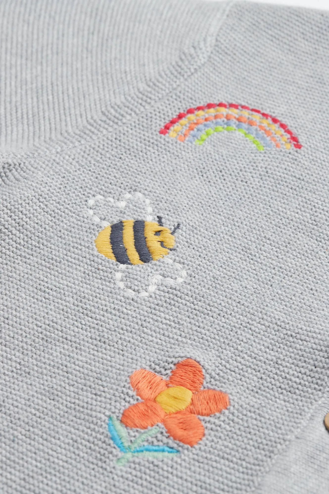 Frugi Maia Cardigan Grey Marl Flowers