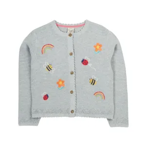 Frugi Maia Cardigan Grey Marl Flowers