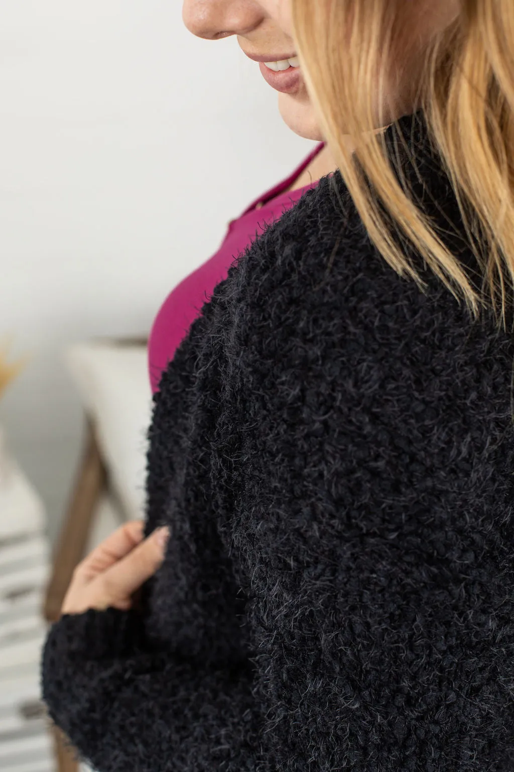 Fuzzy Cardigan - Classic Black