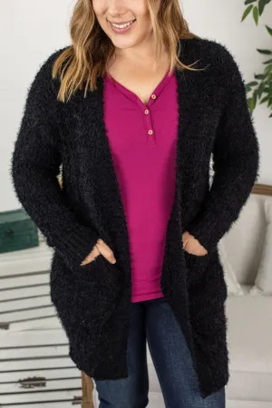 Fuzzy Cardigan - Classic Black