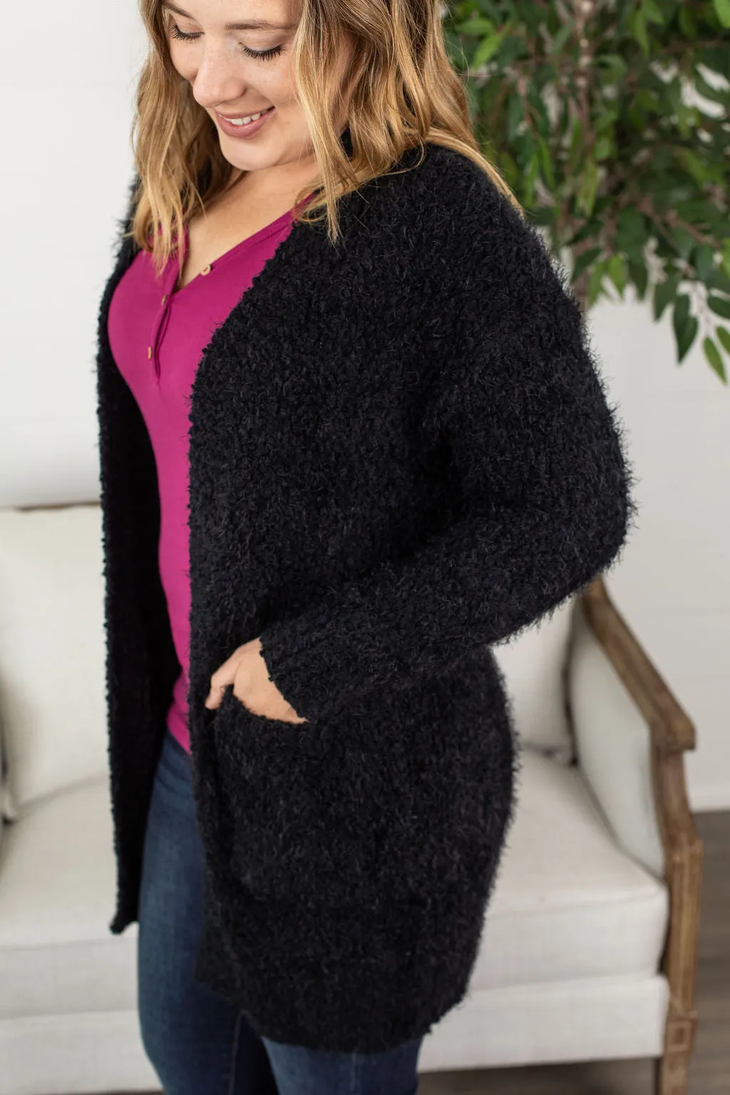 Fuzzy Cardigan - Classic Black