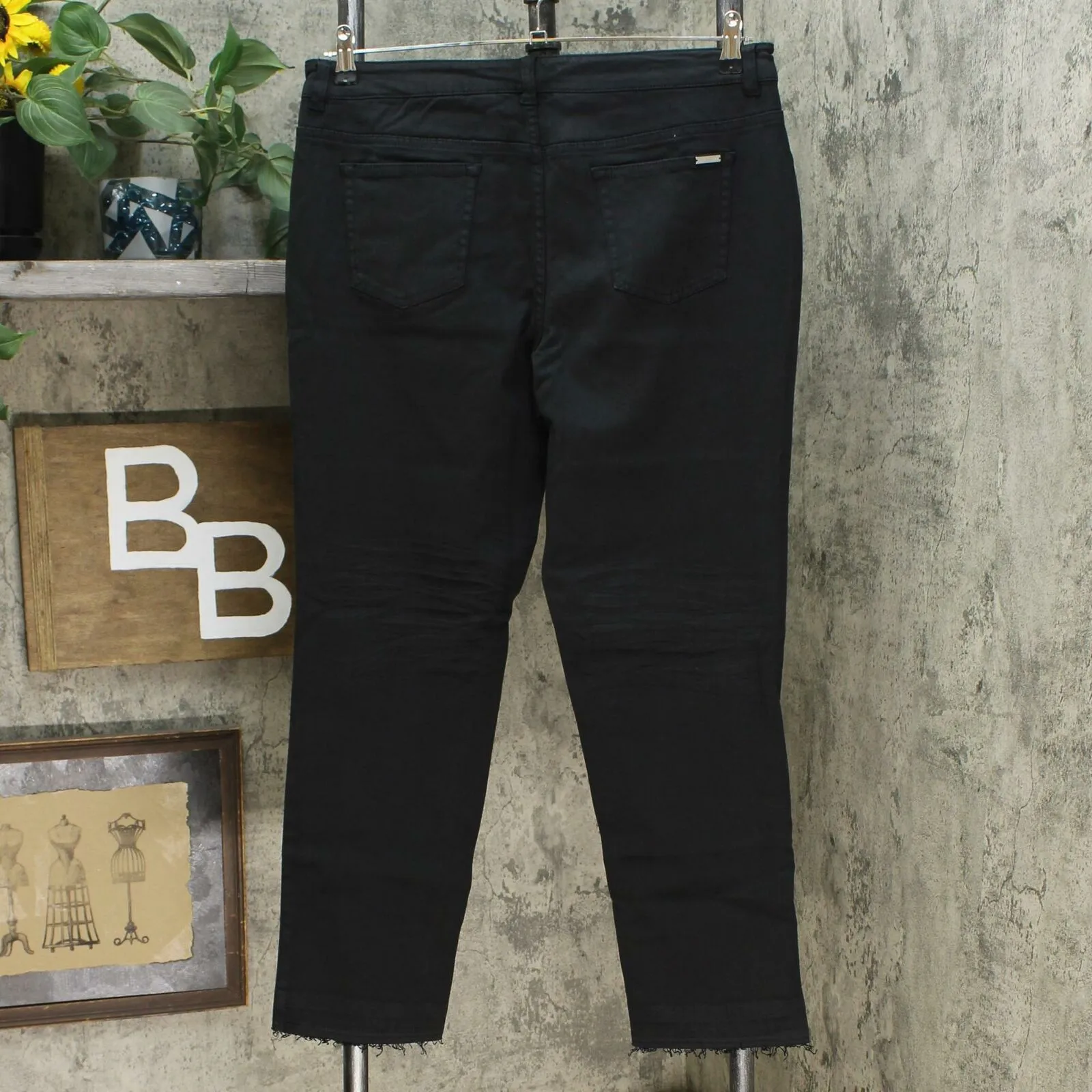 G by Giuliana Women's Downtown Denim Release Hem Colored Jeans Black 14