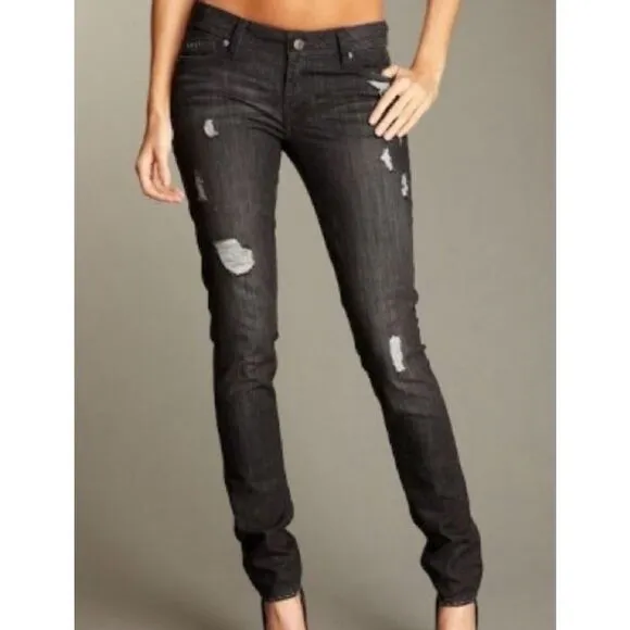 Genetic Denim Distressed Skinny Jeans Shane Size 28 Coal