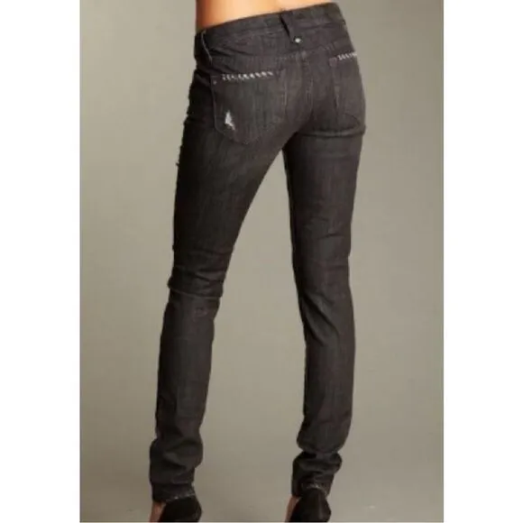 Genetic Denim Distressed Skinny Jeans Shane Size 28 Coal