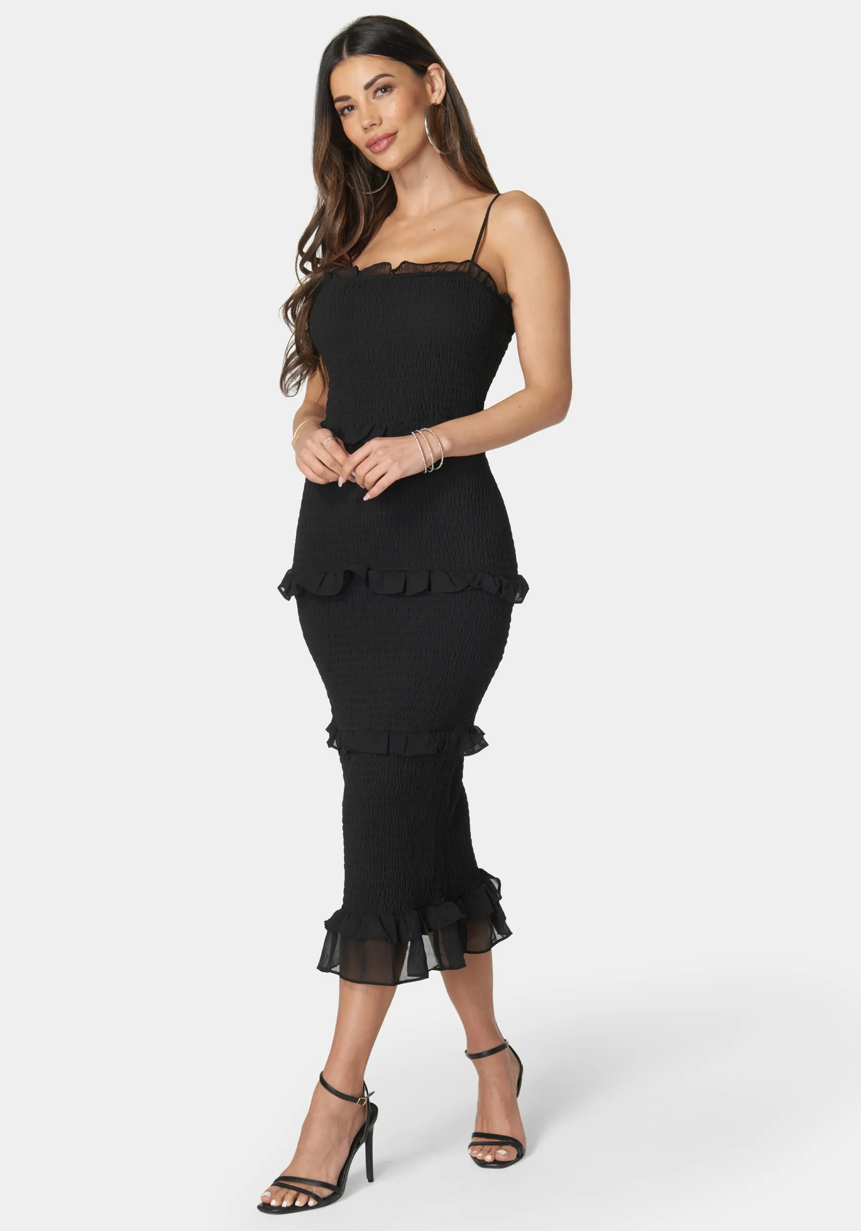 Georgette Smocked Midi Dress