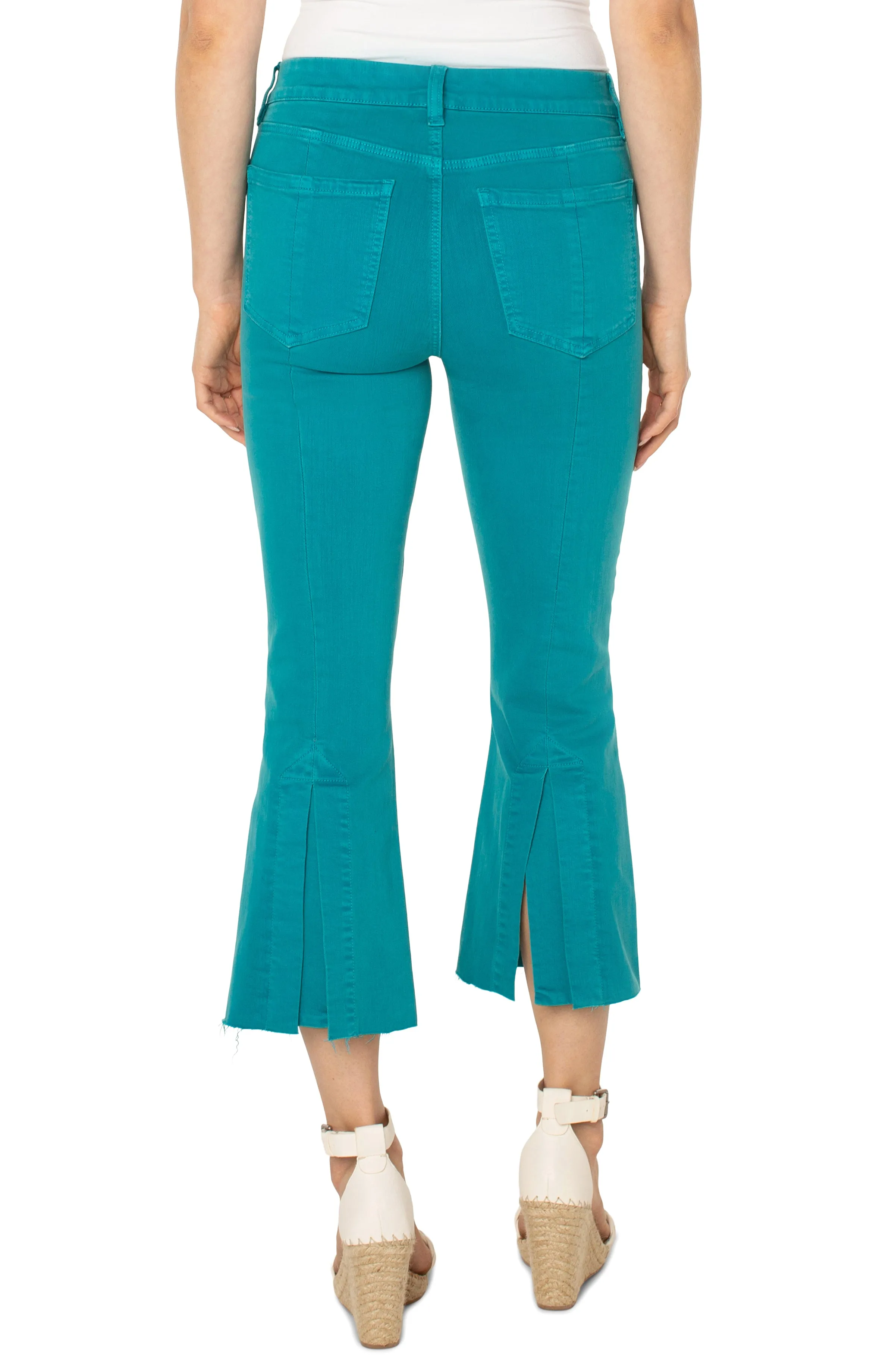 Gia Colored Crop Flare Jeans w/25.5 In Inseam and Back Split Detail