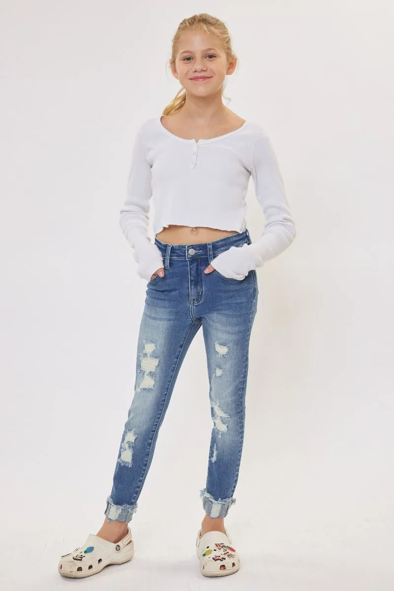 Girls Distressed Skinny Jeans