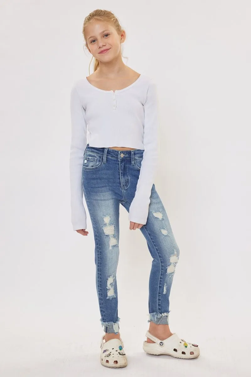 Girls Distressed Skinny Jeans