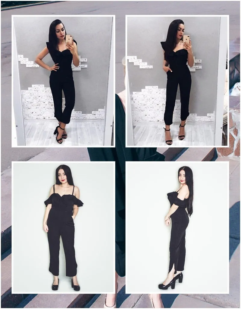Glam Chic Off Shoulder Jumpsuit - Black