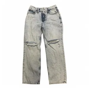 GOOD American Good 90s Icon Jeans Light Wash Distressed Crop Mid Rise Size 2