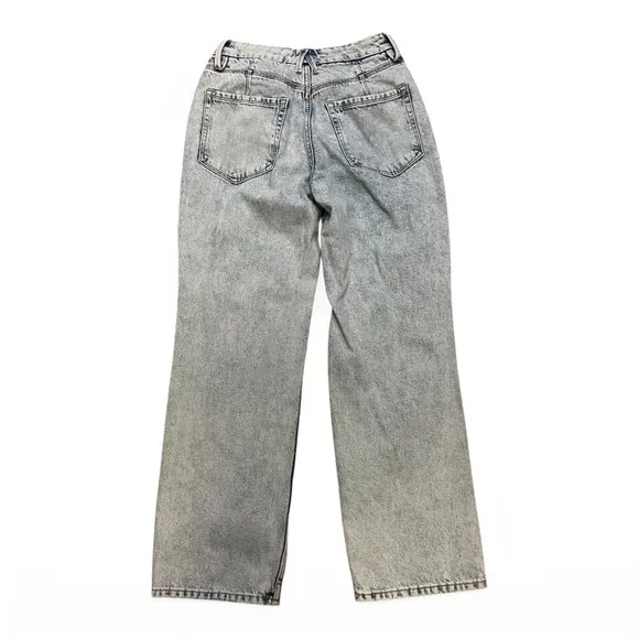 GOOD American Good 90s Icon Jeans Light Wash Distressed Crop Mid Rise Size 2