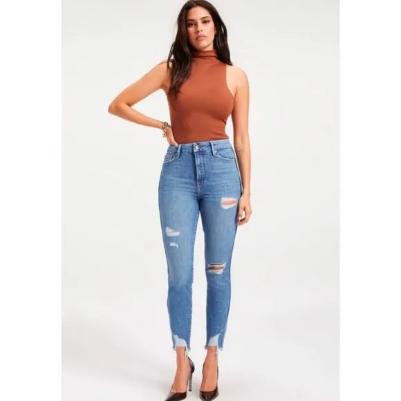 Good American Good Curve Slim High Rise Jeans in Blue411