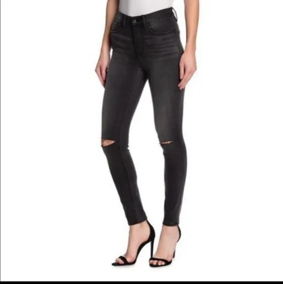 GOOD AMERICAN GOOD LEGS BLACK DISTRESSED SIZE