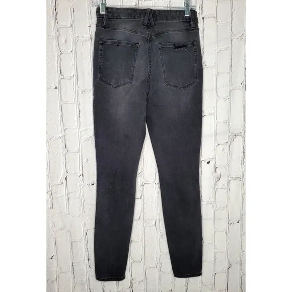 GOOD AMERICAN GOOD LEGS BLACK DISTRESSED SIZE