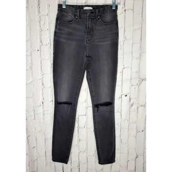 GOOD AMERICAN GOOD LEGS BLACK DISTRESSED SIZE