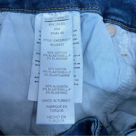 Good American‎ Women's Skinny Distressed Raw Hem Skinny Jeans Stretch Size 4/27