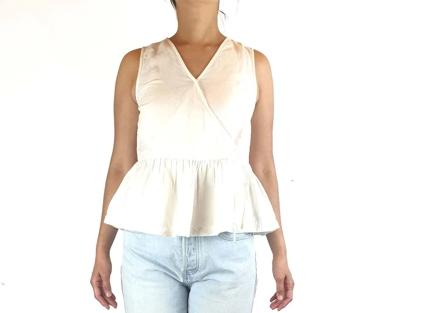 Gorman white faux wrap sleeveless top size 10