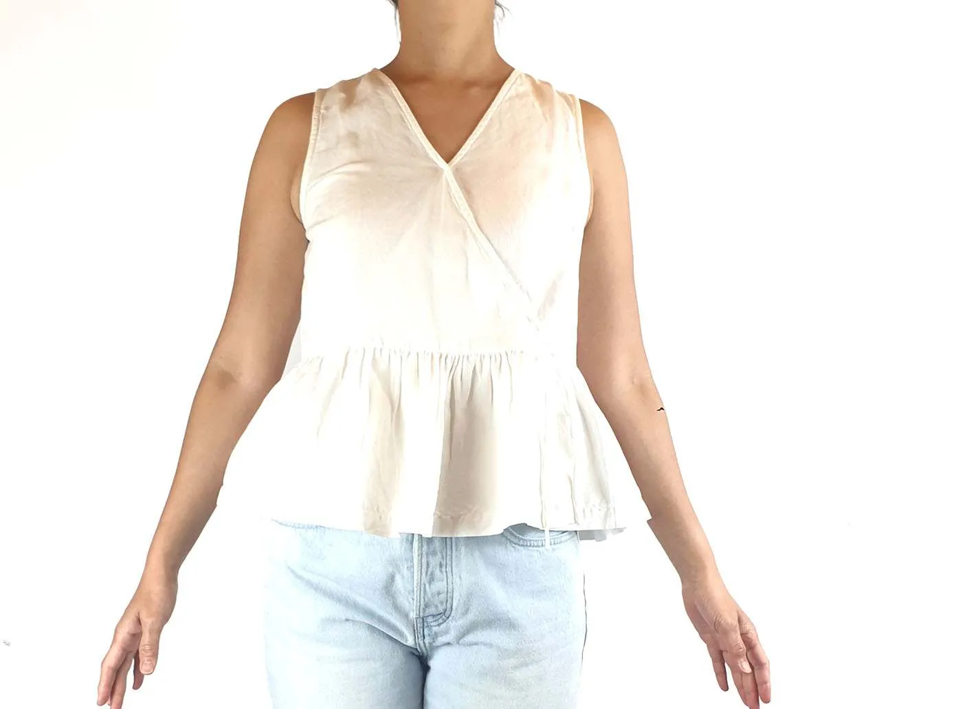 Gorman white faux wrap sleeveless top size 10