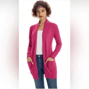 Grace Karin long open from pink cardigan in XL