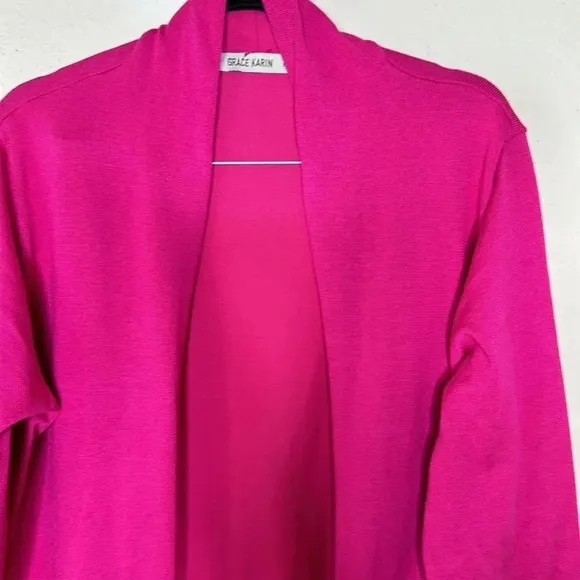 Grace Karin long open from pink cardigan in XL