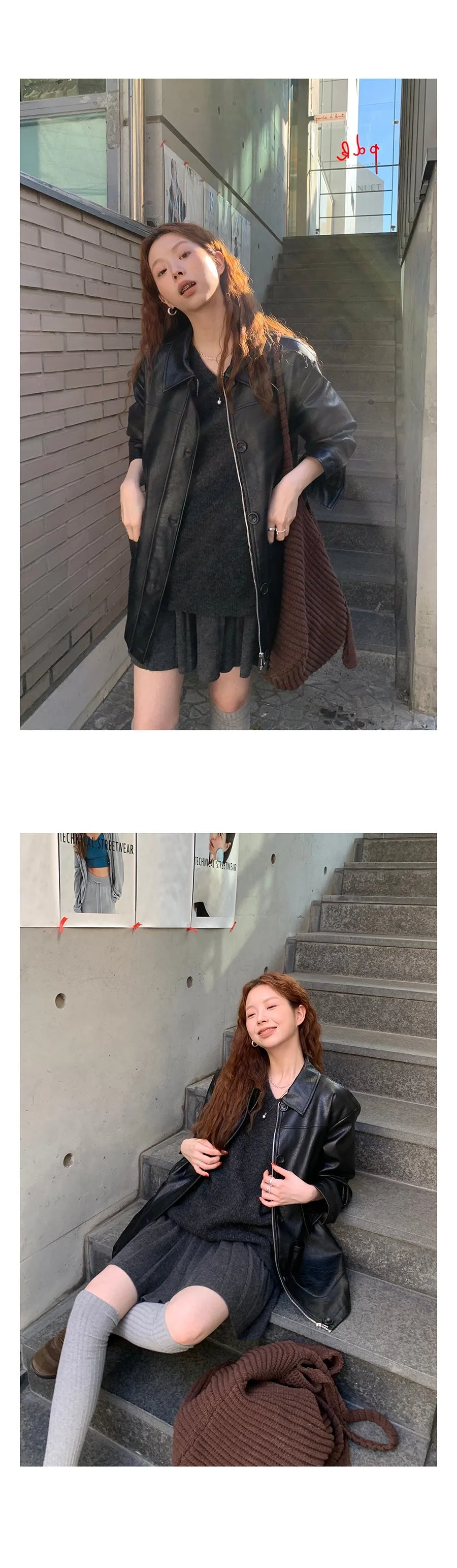 gray knitted pleated skirt