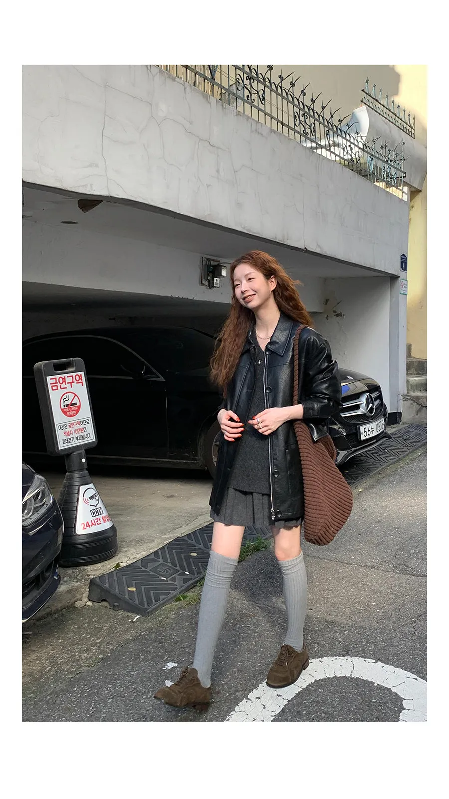 gray knitted pleated skirt