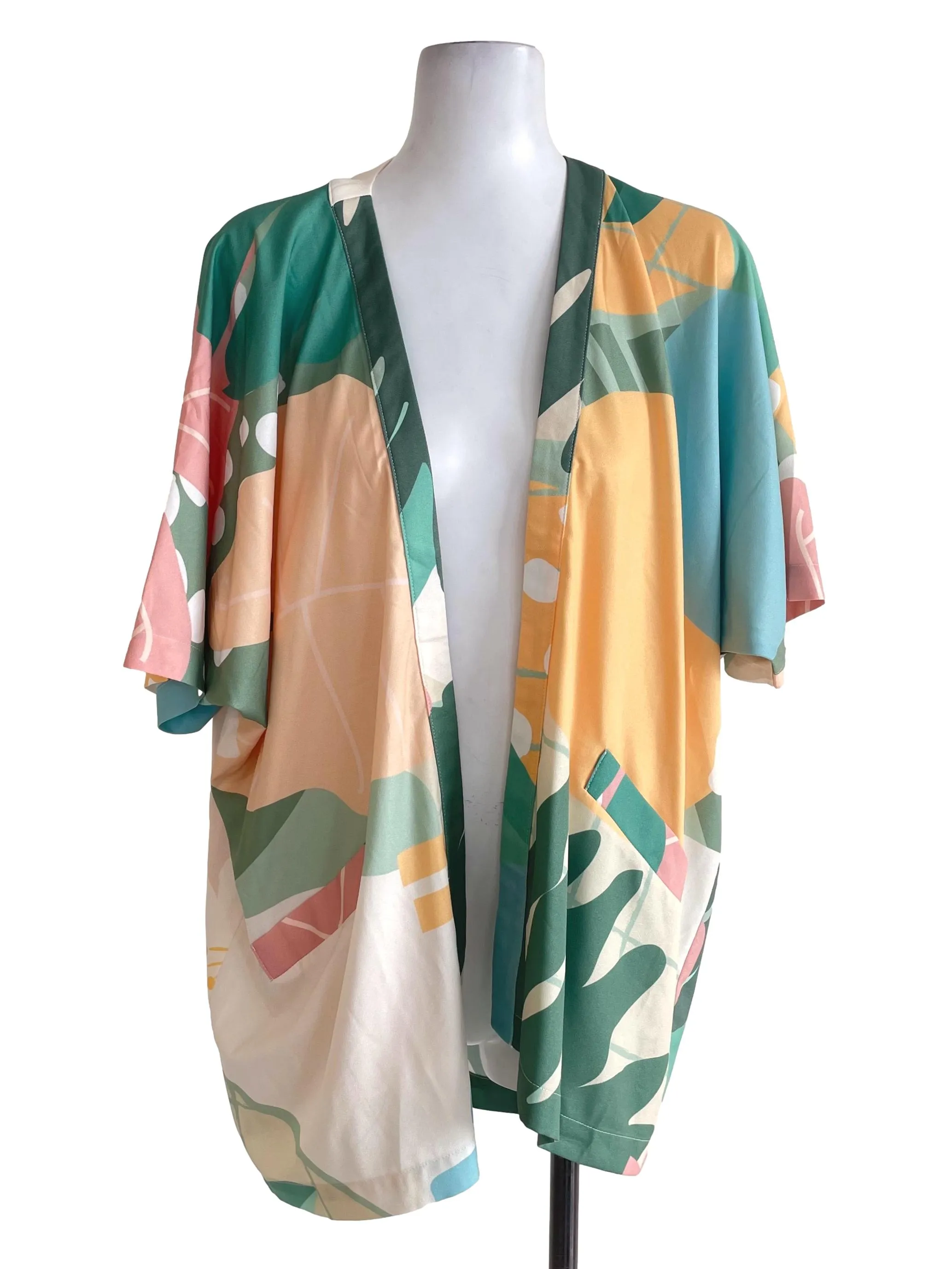 Green Graphic Fragments Kimono TCL