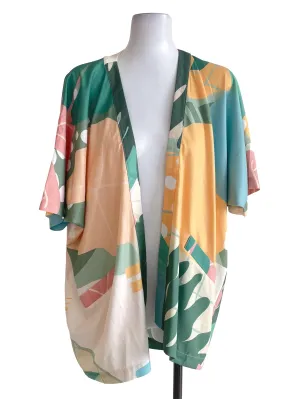 Green Graphic Fragments Kimono TCL
