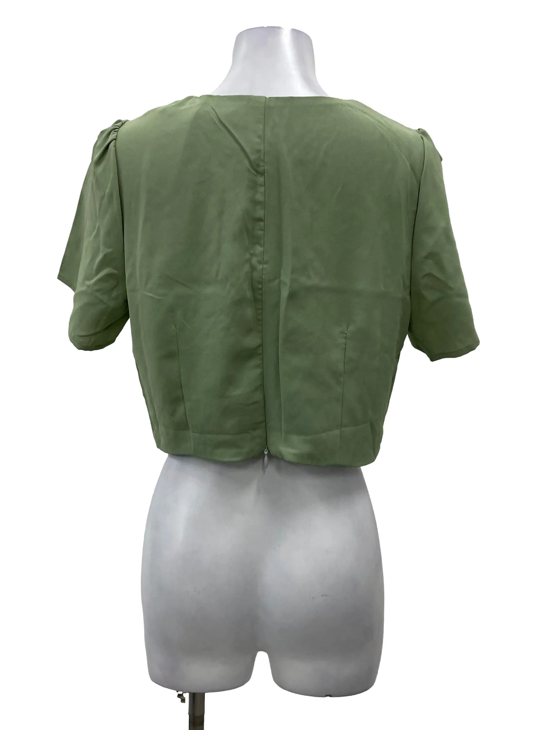 Green V Neck Crop Top