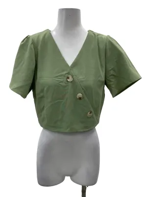 Green V Neck Crop Top