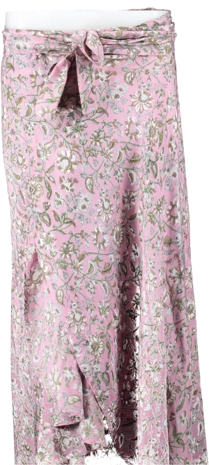 Hannah Artwear Pink Floral Wrap Skirt UK 8