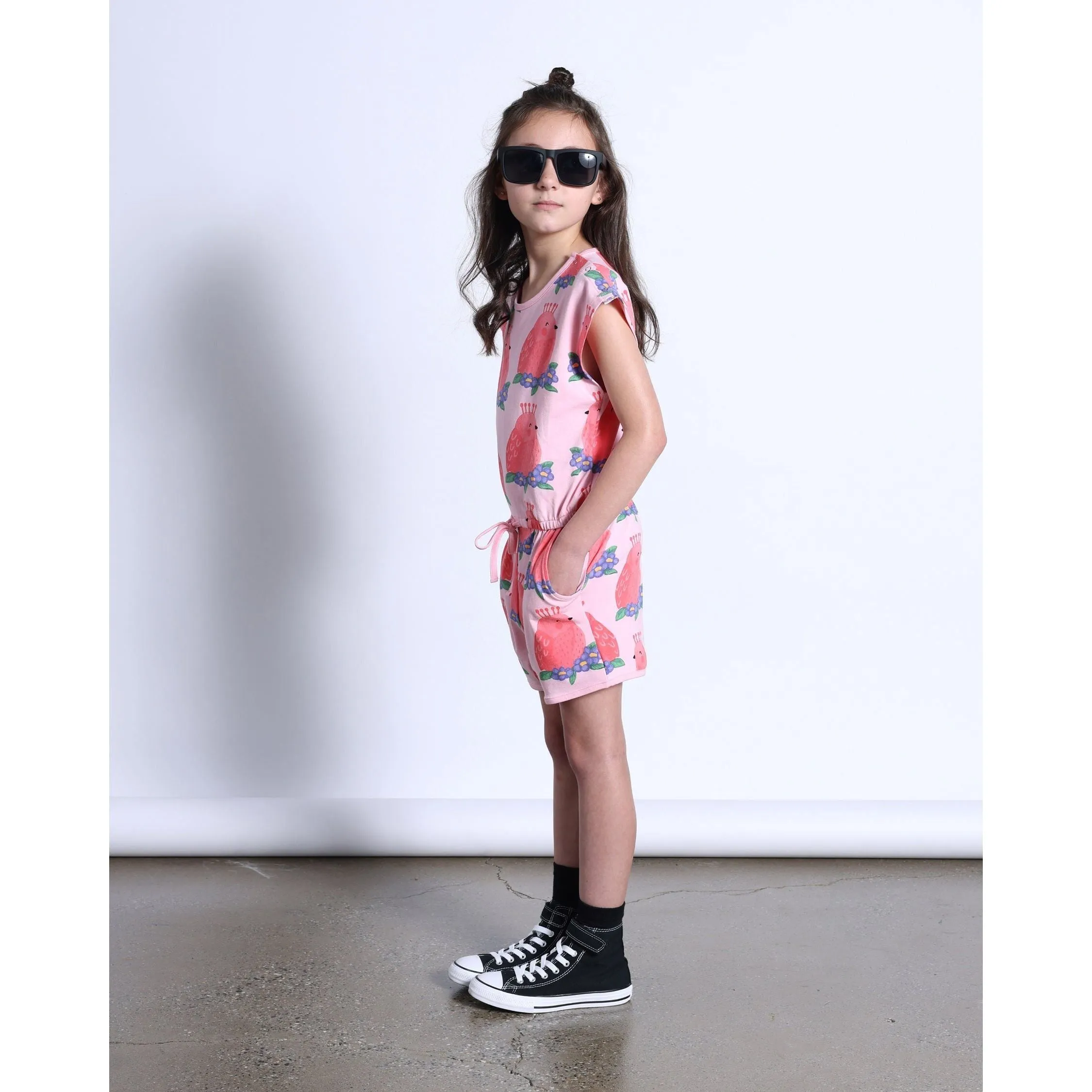 Happy Birds Playsuit- Pink