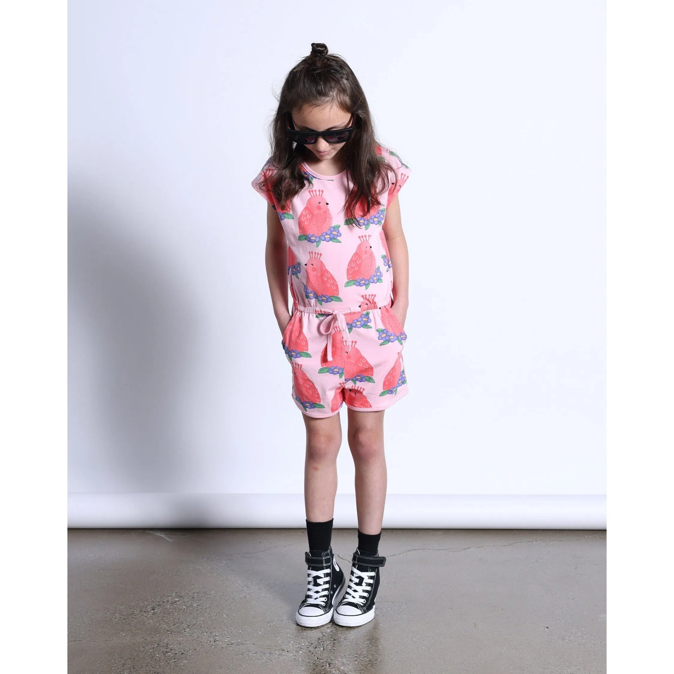 Happy Birds Playsuit- Pink