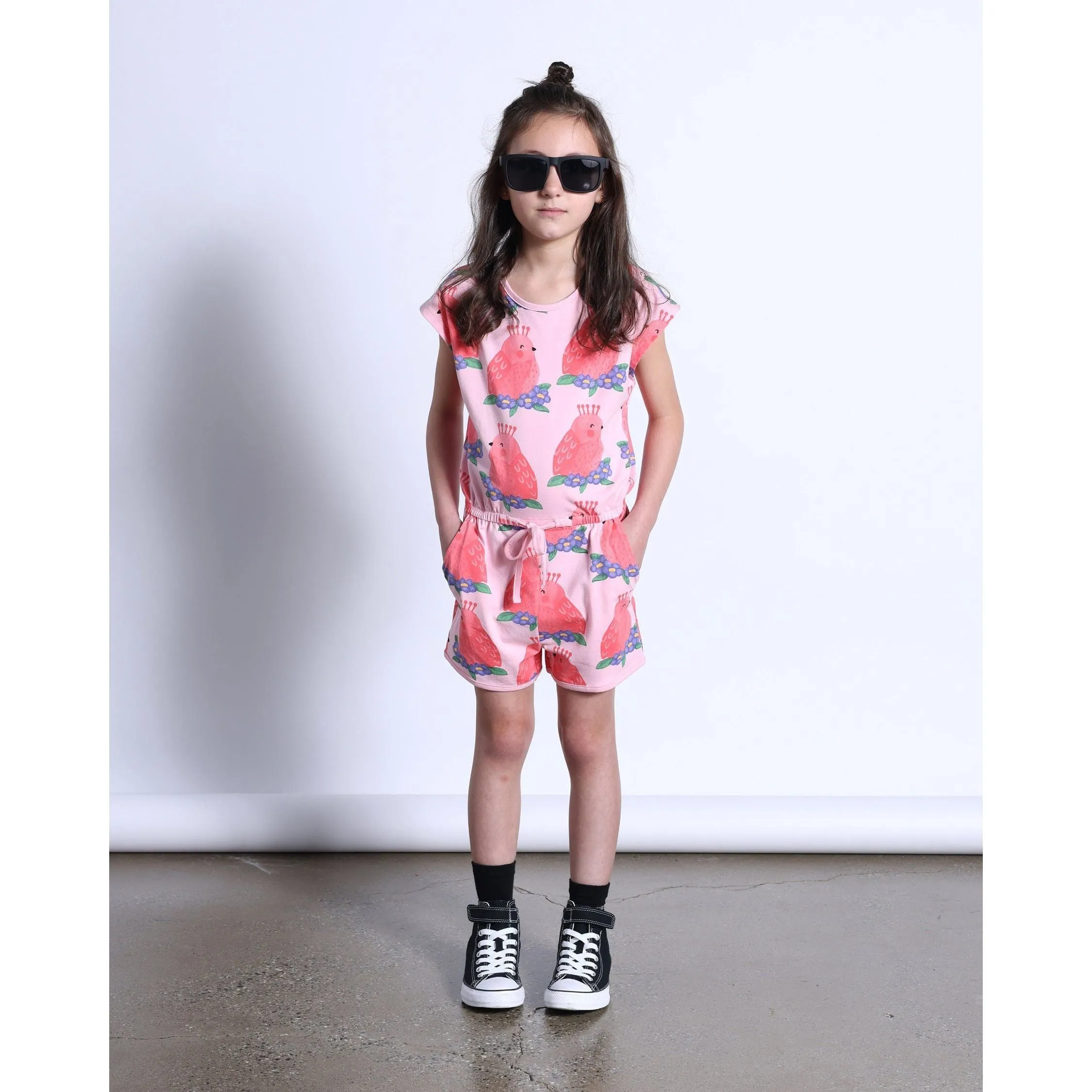 Happy Birds Playsuit- Pink
