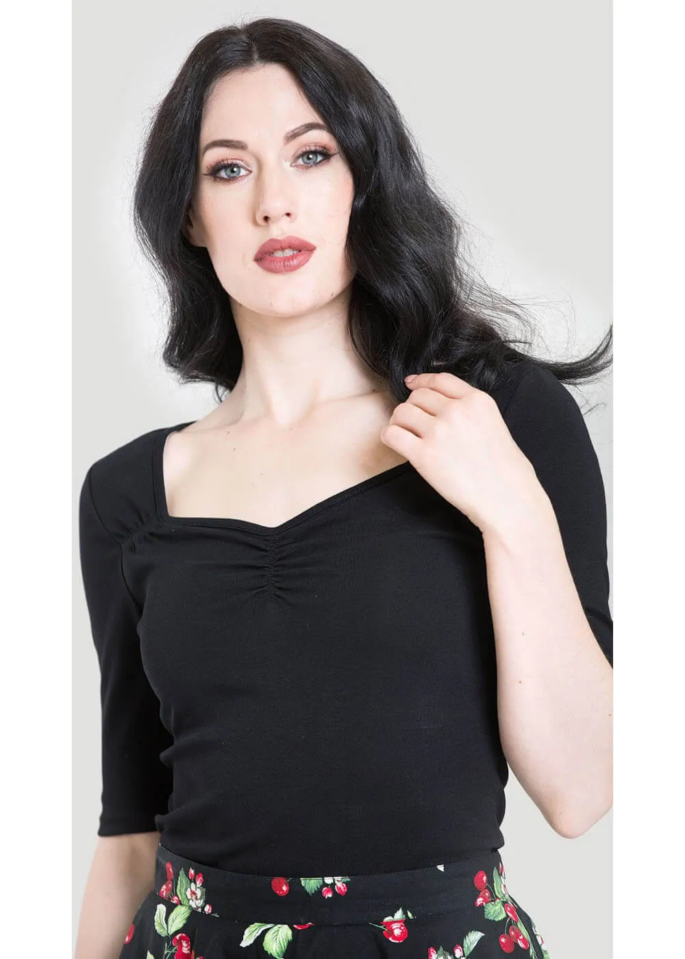 Hell Bunny Philippa 50's Top Black