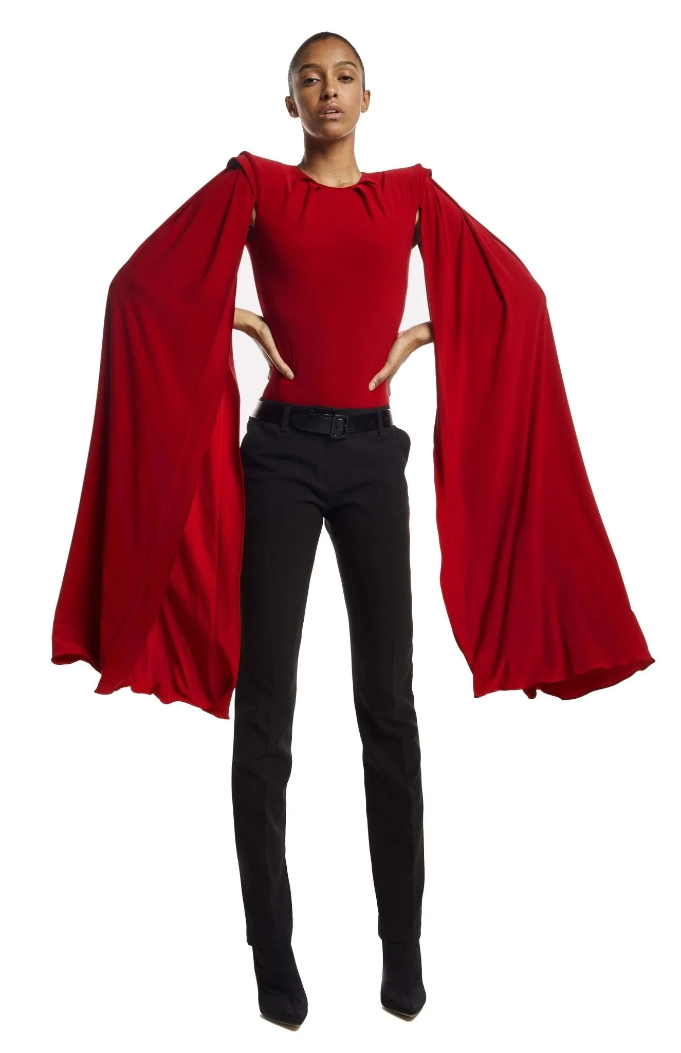 Hydra | Stunning Poise: Dramatic Cape Sleeve Bodysuit