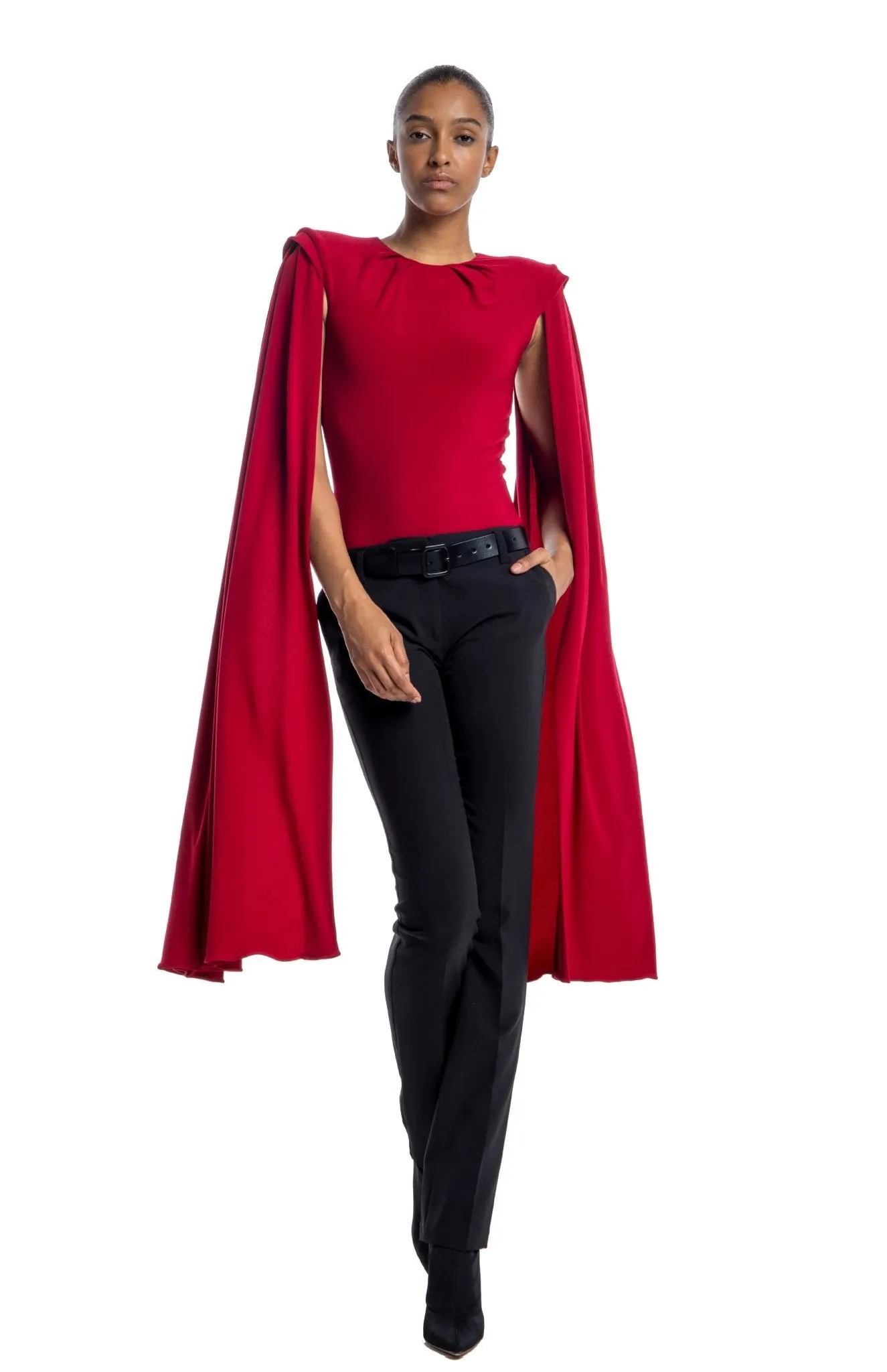 Hydra | Stunning Poise: Dramatic Cape Sleeve Bodysuit