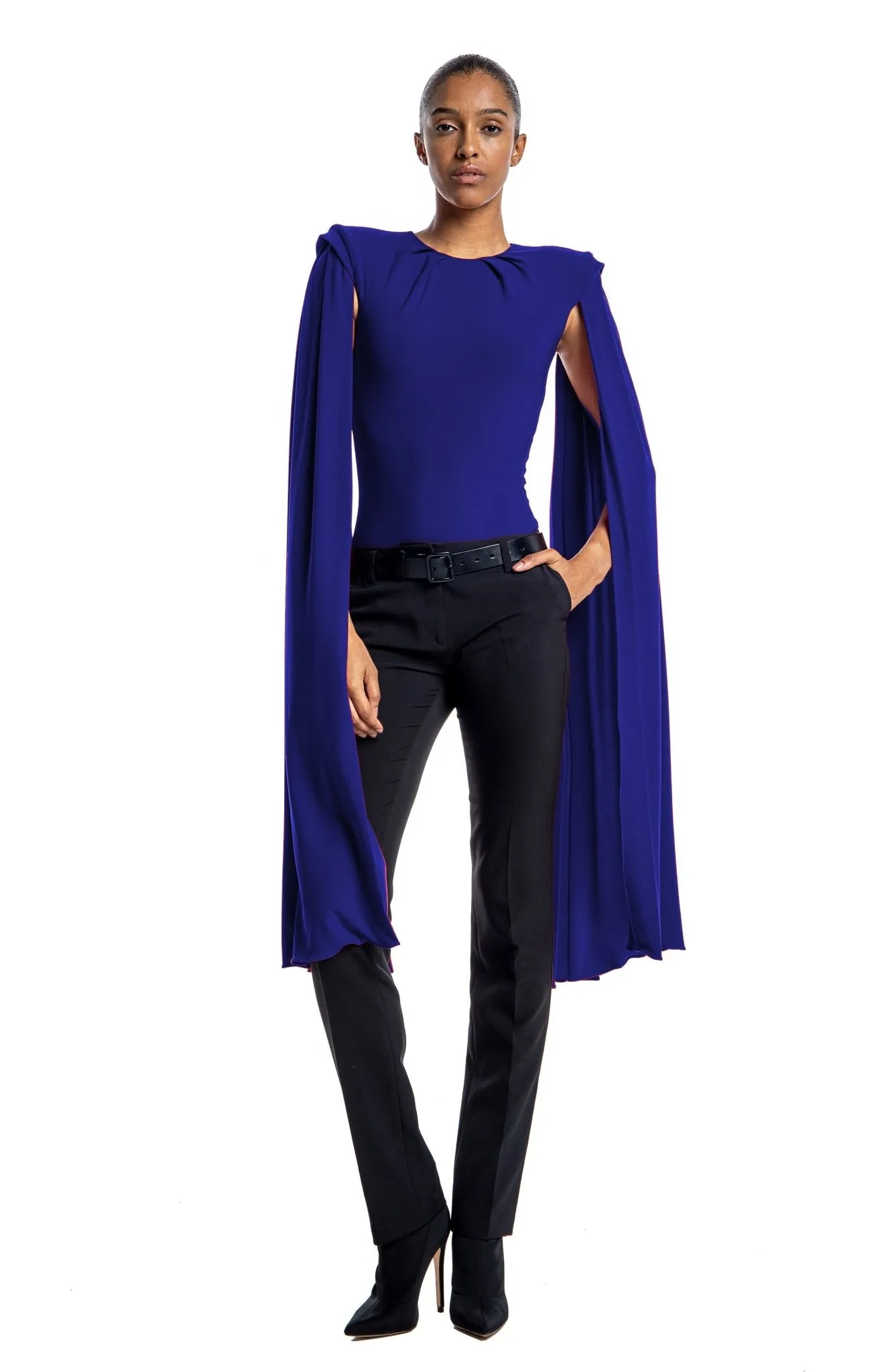 Hydra | Stunning Poise: Dramatic Cape Sleeve Bodysuit