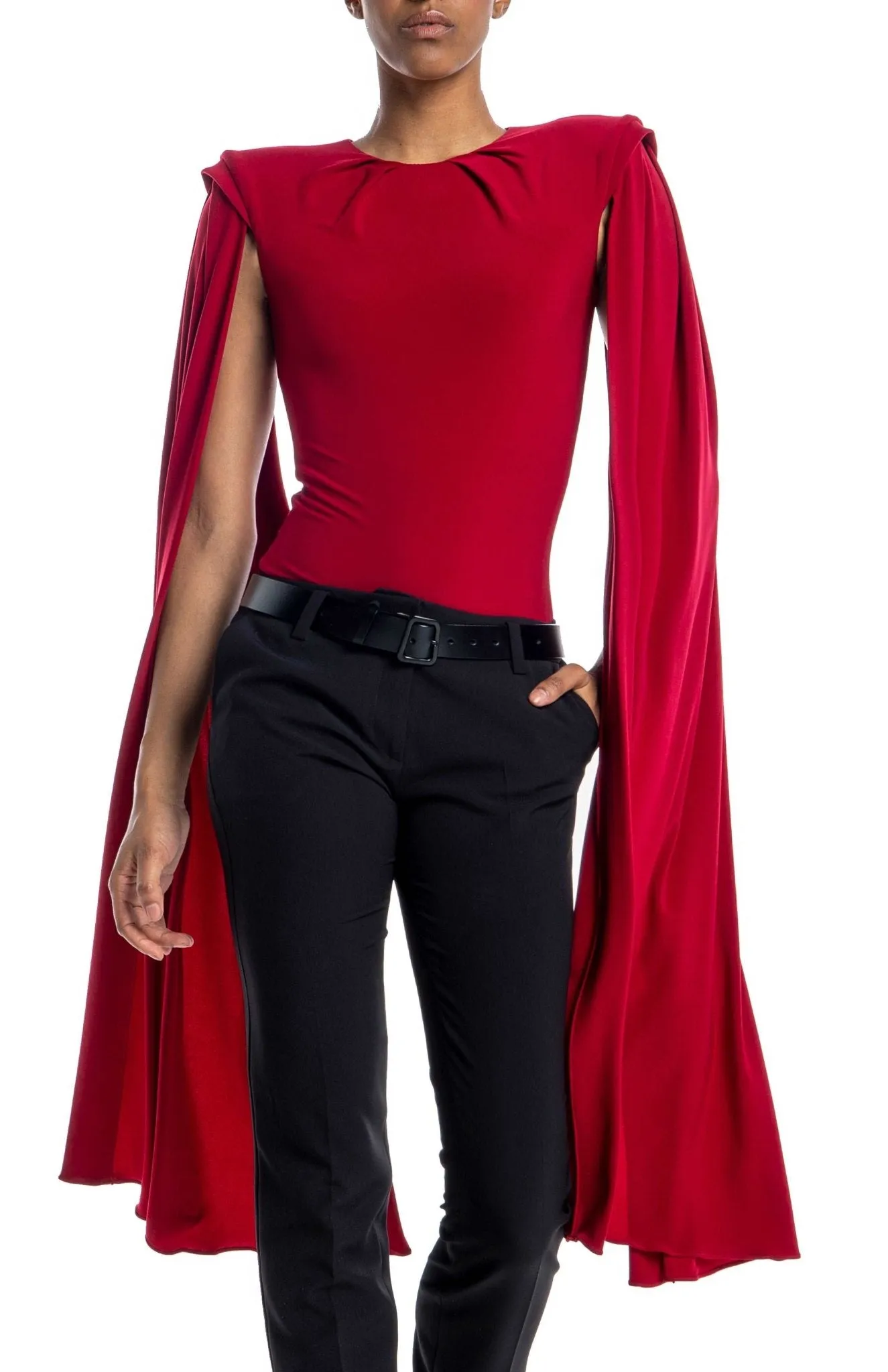 Hydra | Stunning Poise: Dramatic Cape Sleeve Bodysuit
