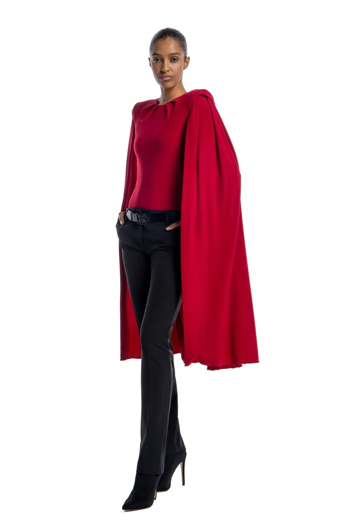 Hydra | Stunning Poise: Dramatic Cape Sleeve Bodysuit