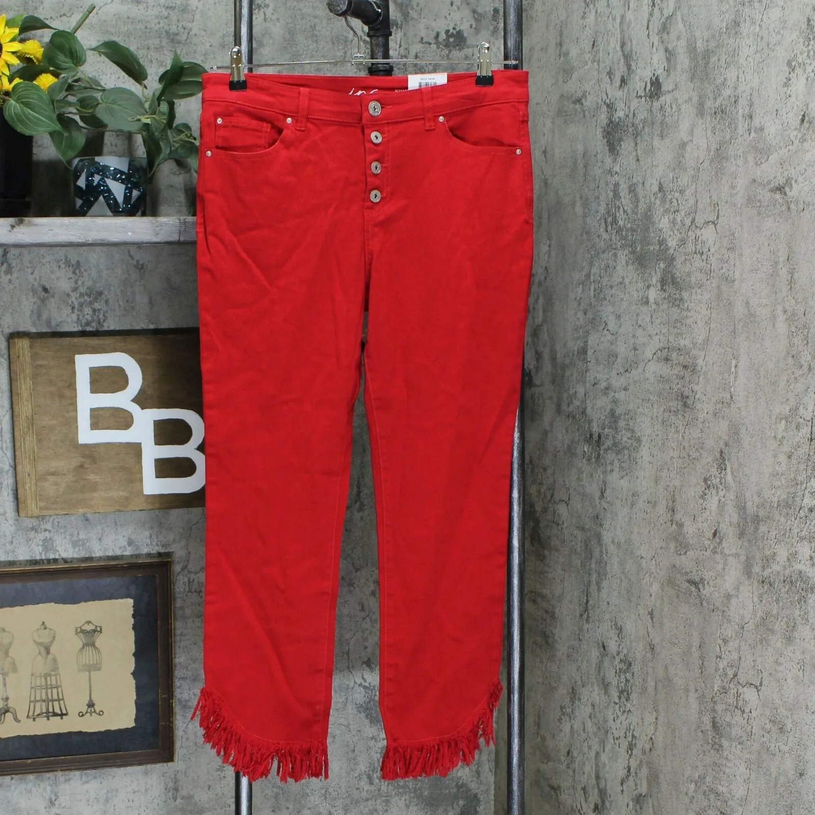 INC International Concepts Women's Angled Mop Hem Straight Jeans