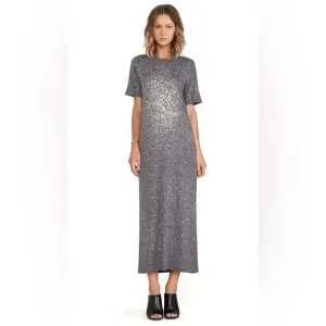 IRO X REVOLVE Lina‎ dark grey robe Midi short sleeve Tshirt dress sz large