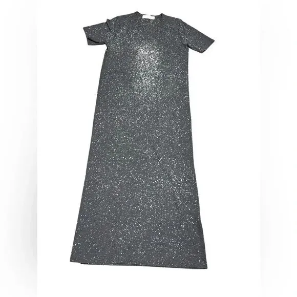 IRO X REVOLVE Lina‎ dark grey robe Midi short sleeve Tshirt dress sz large