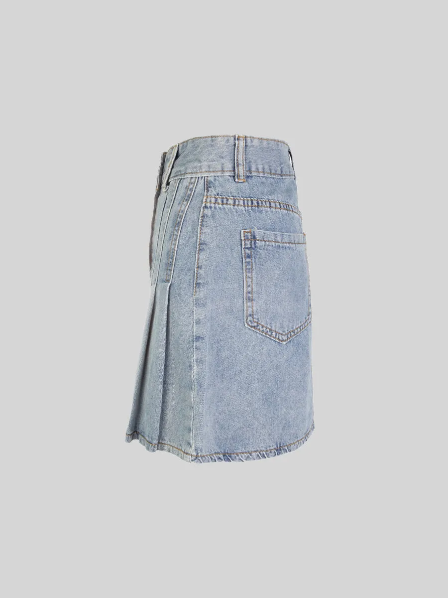 Irregular Denim Skirt
