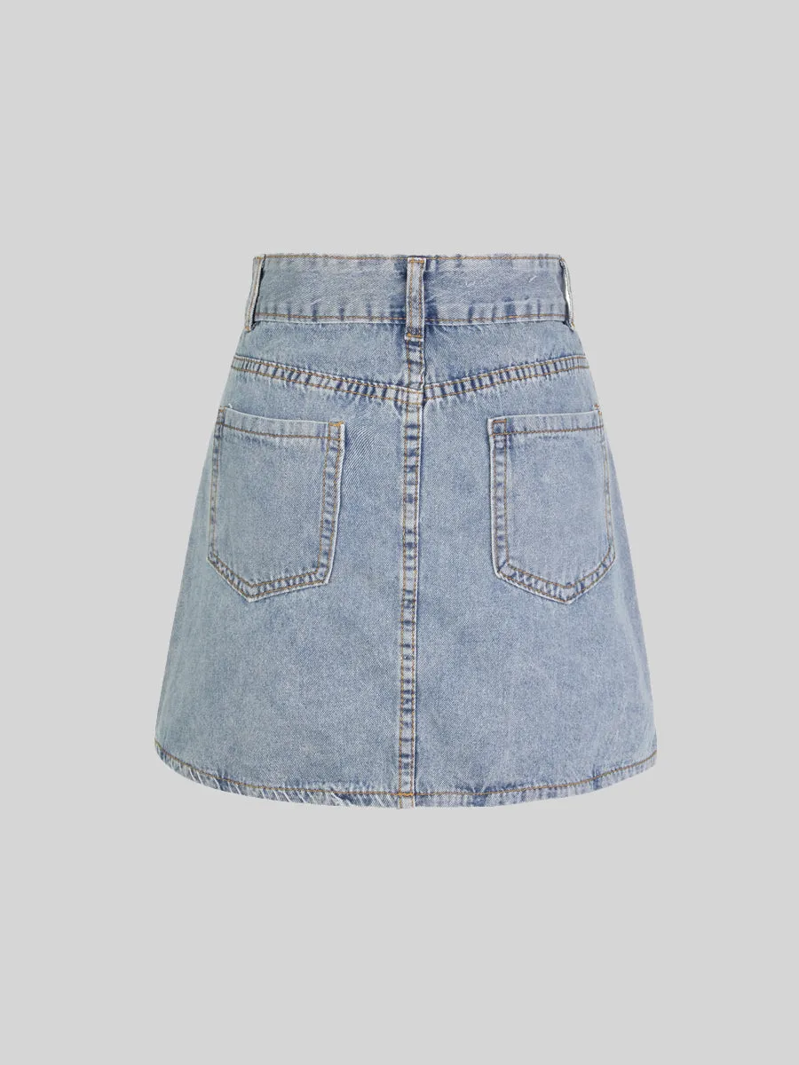 Irregular Denim Skirt