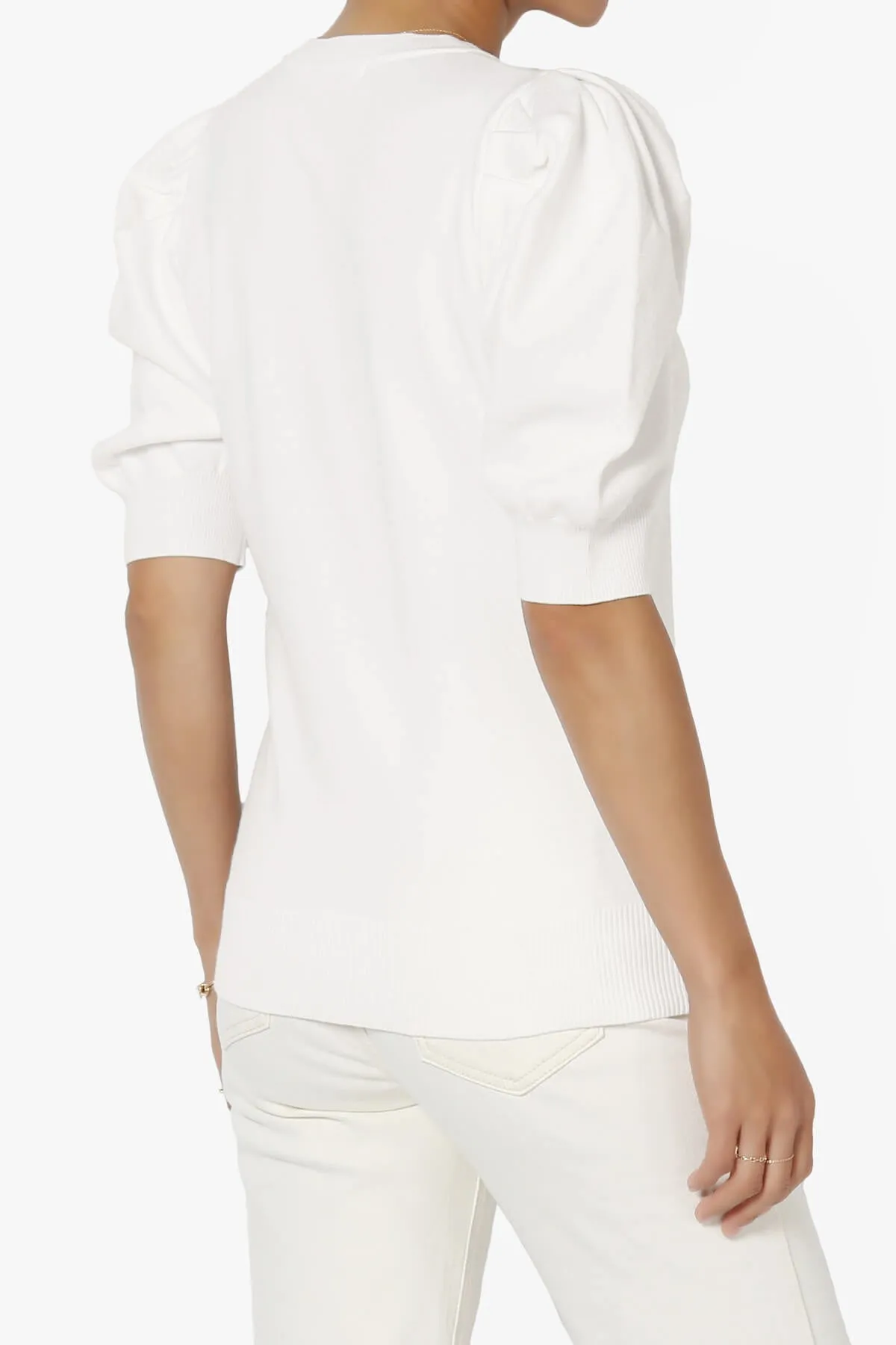Isabella Puff Short Sleeve Knit Sweater