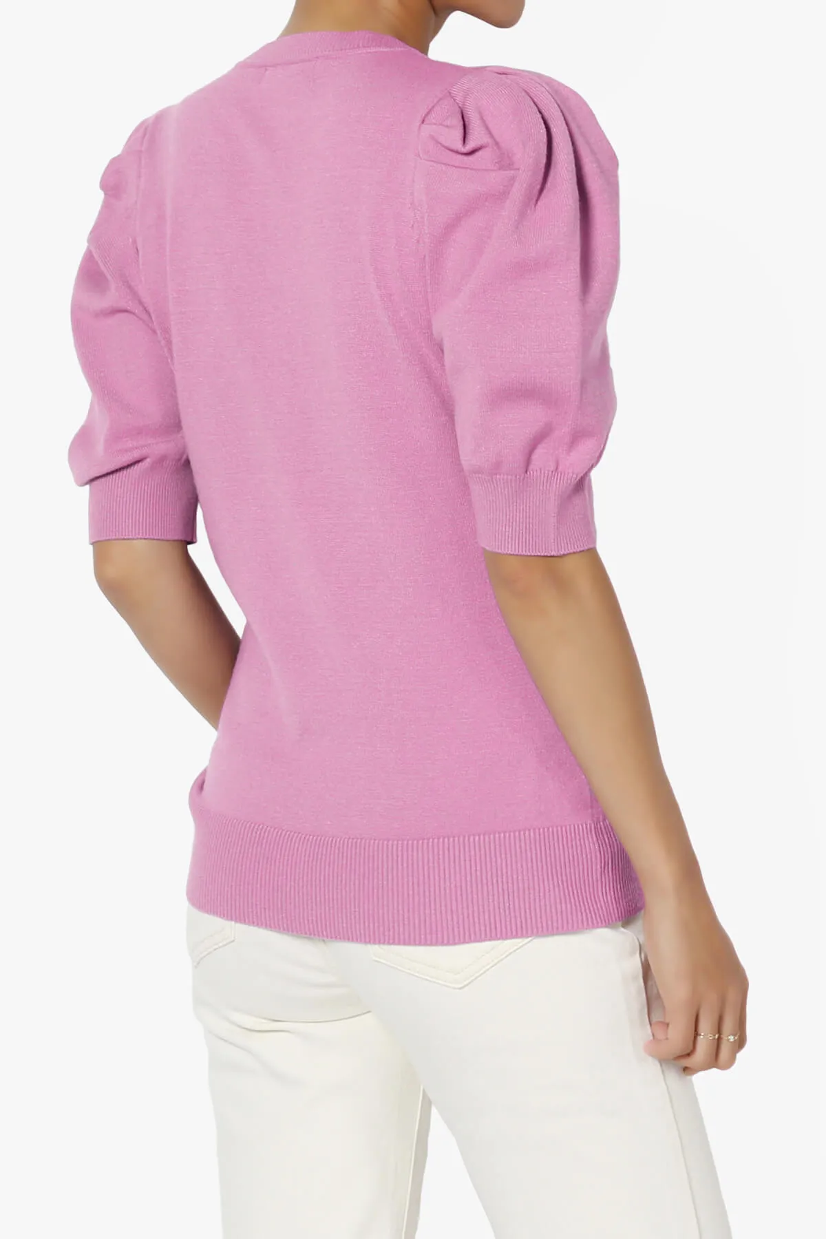 Isabella Puff Short Sleeve Knit Sweater