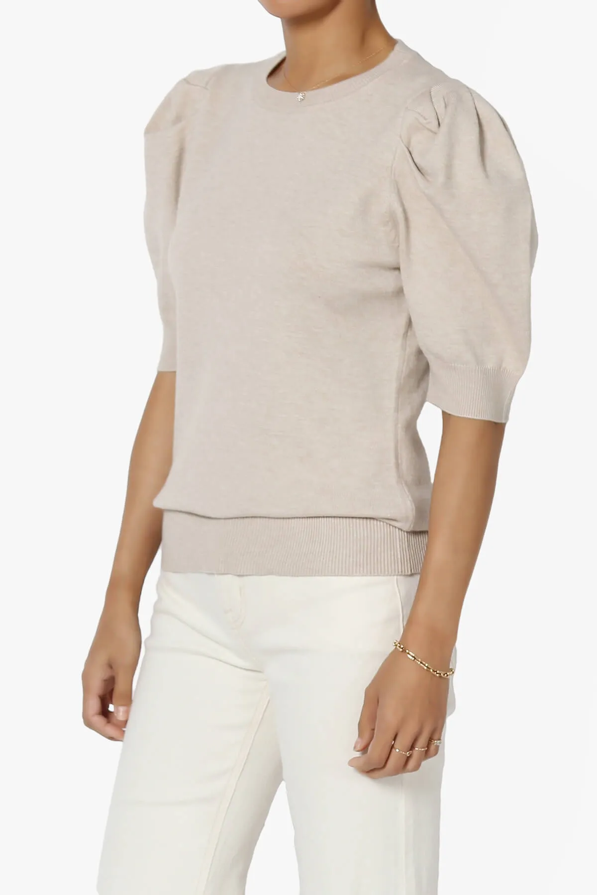 Isabella Puff Short Sleeve Knit Sweater