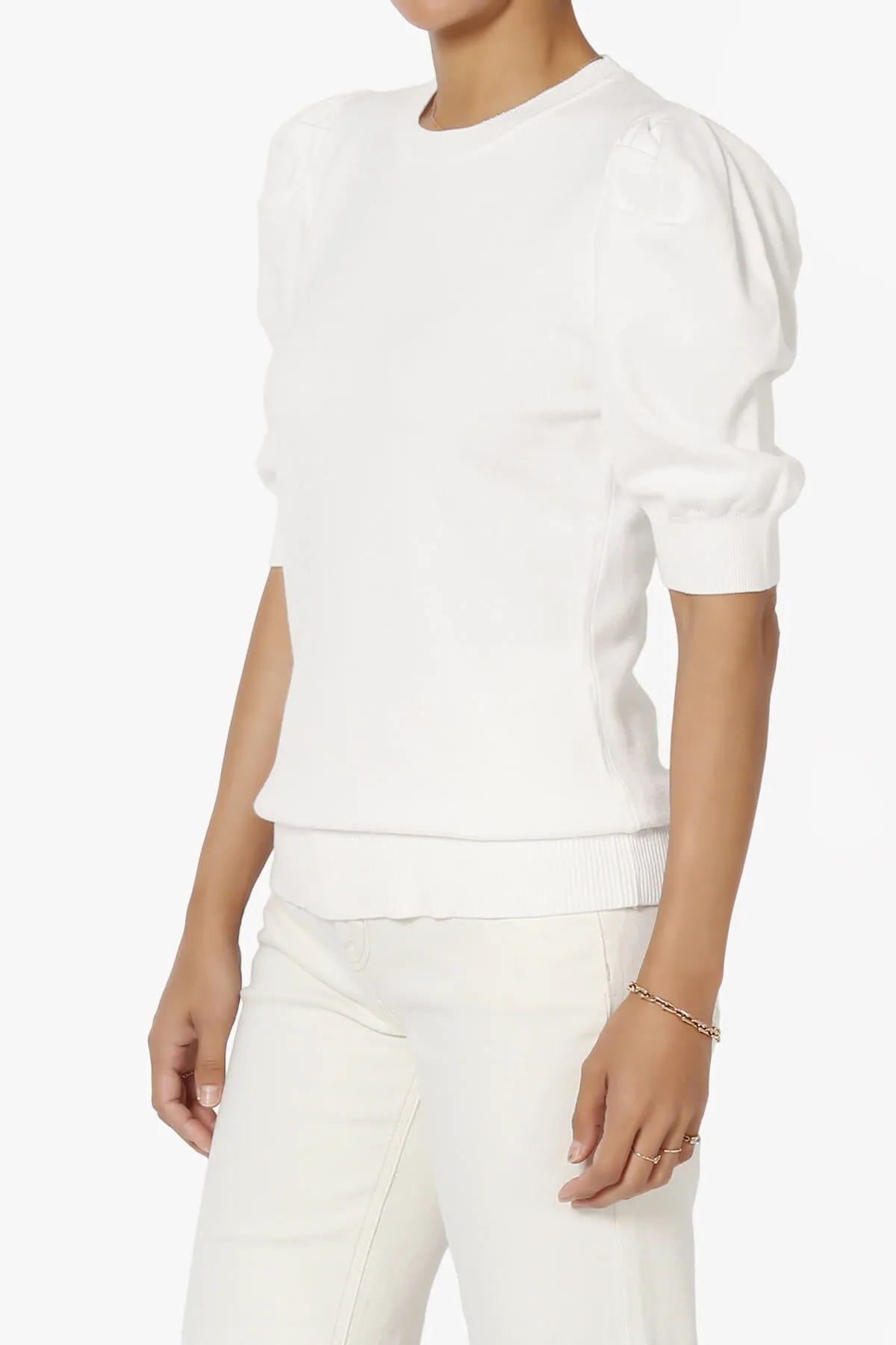 Isabella Puff Short Sleeve Knit Sweater