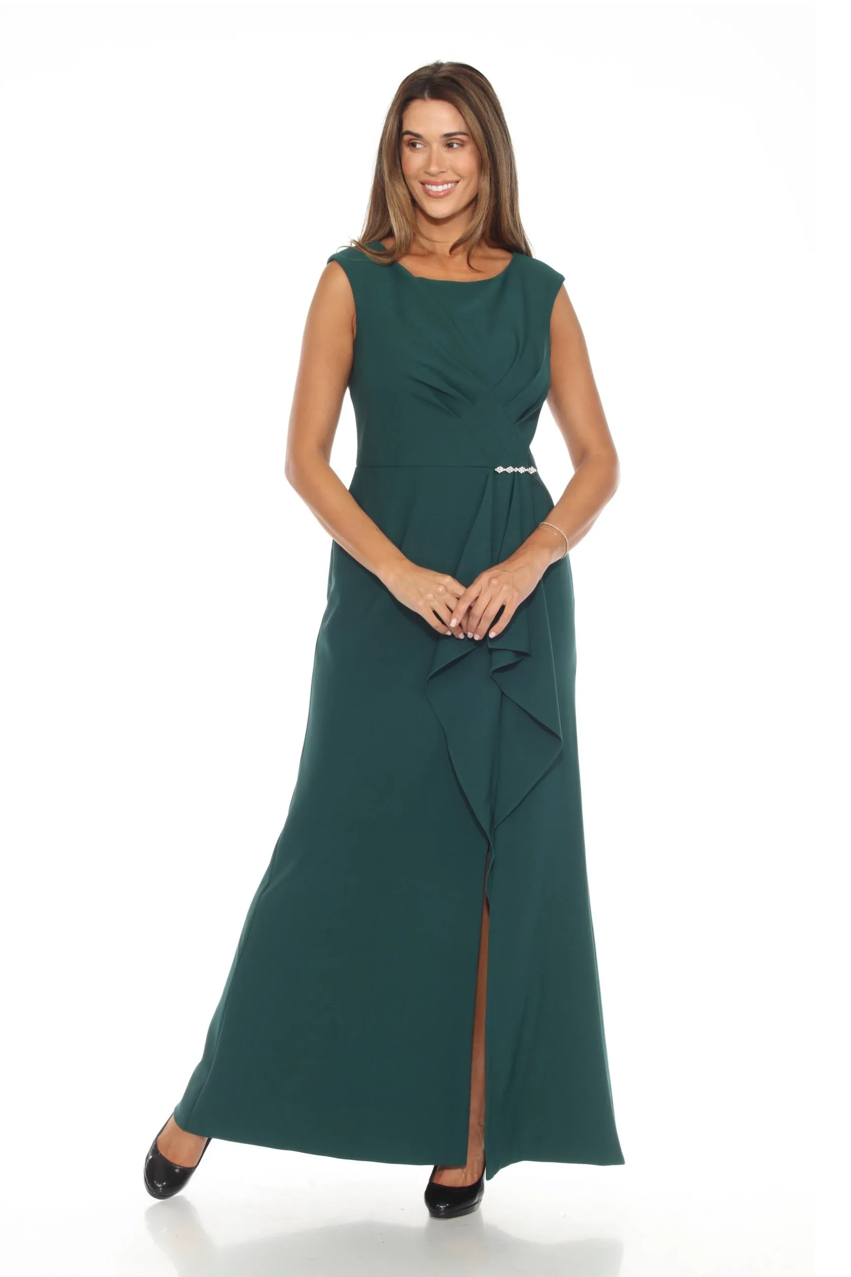 Joseph Ribkoff Absolute Green Ruffled Mermaid Evening Dress 243703